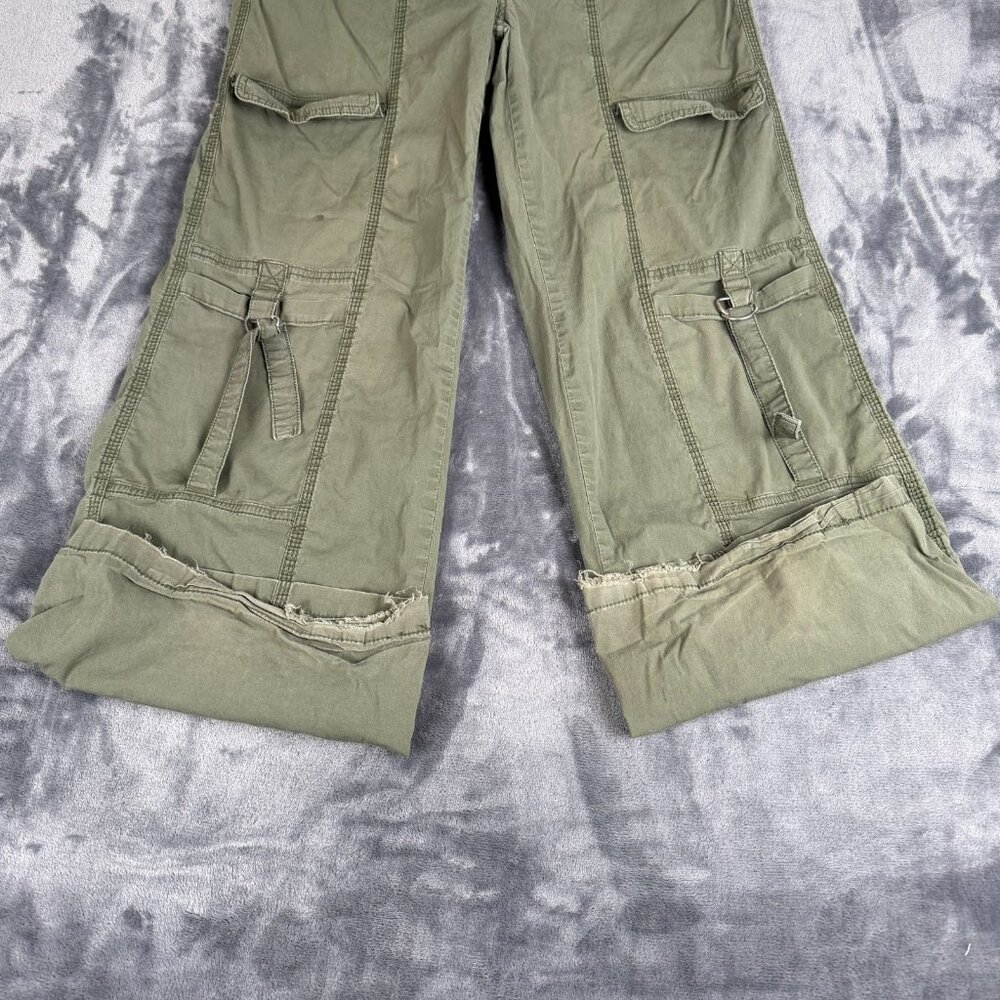 Baggy Cargo Y2K Raver Pants Small Green Wide Leg Paratrooper - Picture 4 of 11